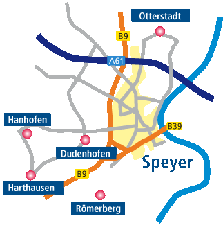 Landkarte Speyer und Umgebung
